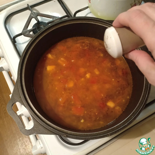 Сливочный суп с курицей и макаронами