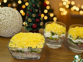 Слоёный салат с тунцом в стаканах