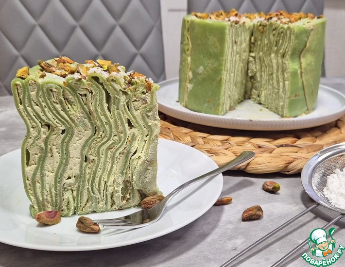 Фисташковый блинный торт