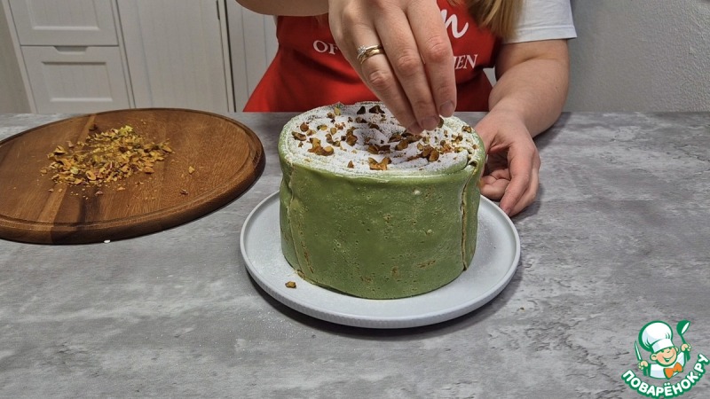 Фисташковый блинный торт