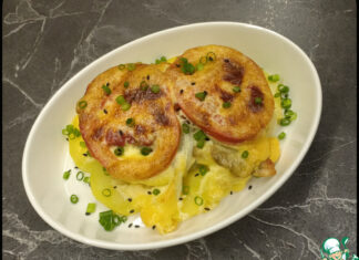 Мясо с помидорами и грибами