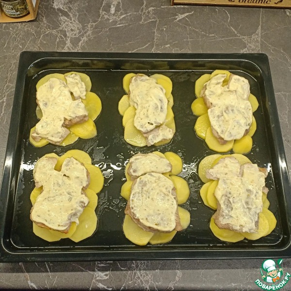 Мясо с помидорами и грибами