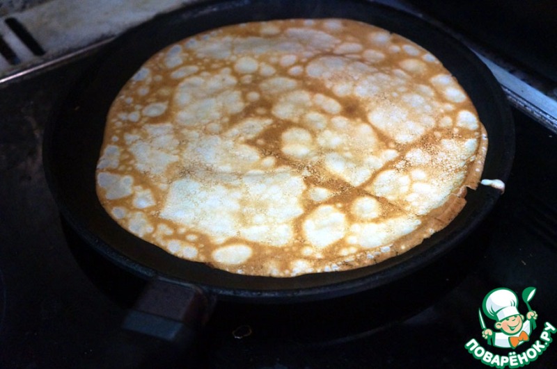 Блинный пирог с грибами