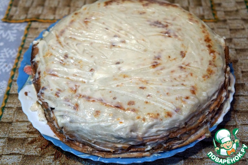 Блинный пирог с грибами