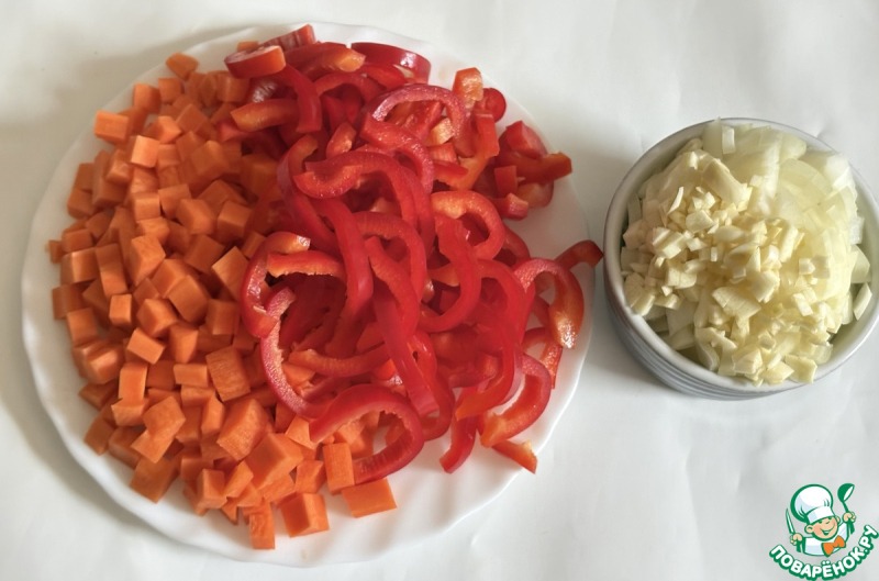 Булгур с куриной грудкой и овощами