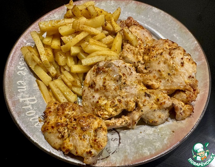 Курица в йогурте. Бёдра с картошкой в духовке