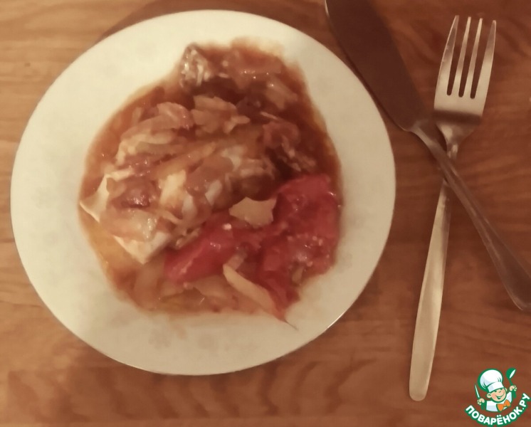 Жареная треска с самбалом из помидоров