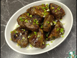 Говяжья печень в жировой сетке