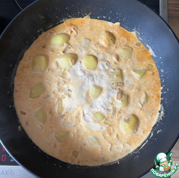 Картофель с брокколи в сливочном соусе