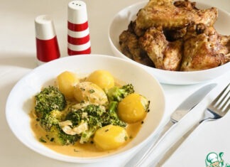 Картофель с брокколи в сливочном соусе