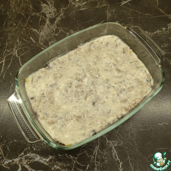 Лазанья с курицей и грибами