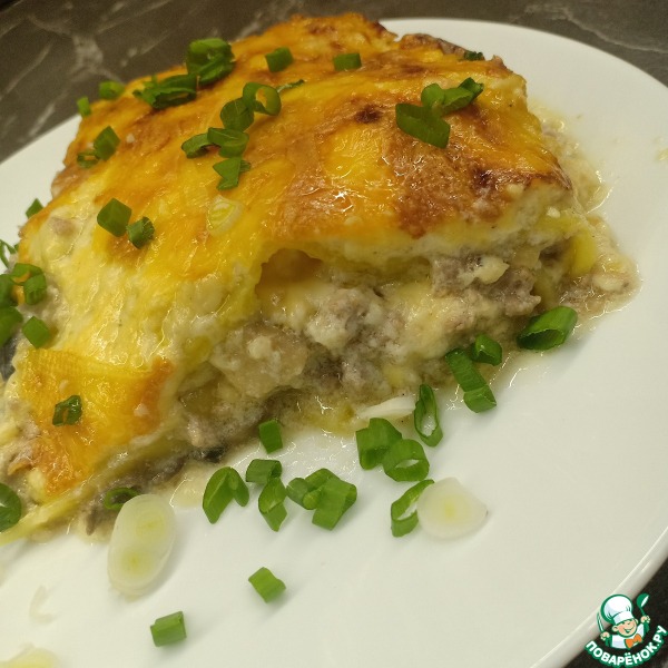 Лазанья с курицей и грибами