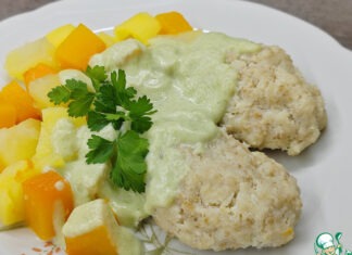 Рыбные котлеты на пару с гарниром и соусом (Диета n1)