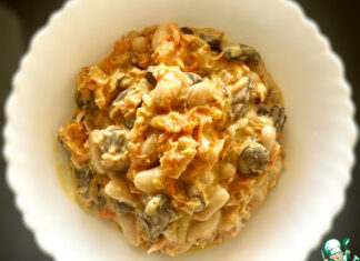 Салат. Грибы и фасоль с постным майонезом