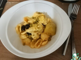 Марокканский тажин с артишоками, маслинами, горошком
