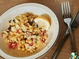 Брокколи с нутом и лимонным булгуром