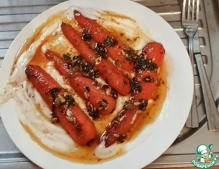 Морковь с харисой и лабне с манго