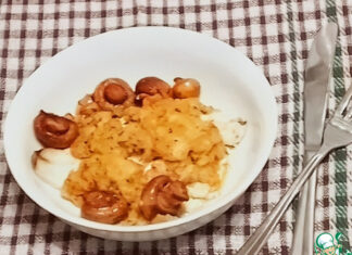Paрэбит с морским окунем и грибами