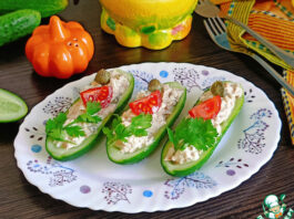 Лодочки из огурцов с тунцом и каперсами