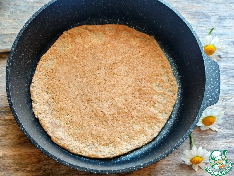 Печёночные блины с лисичками и сыром
