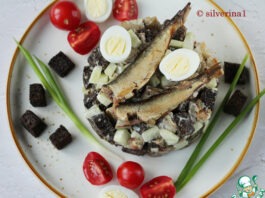 Салат из баклажанов и бородинского хлеба