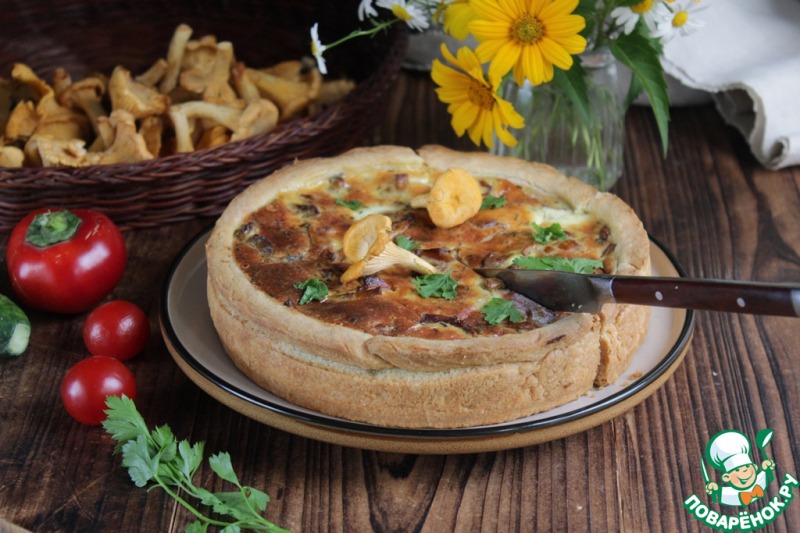 Заливной пирог с лисичками