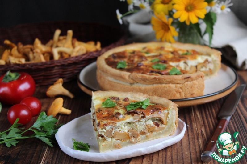 Заливной пирог с лисичками