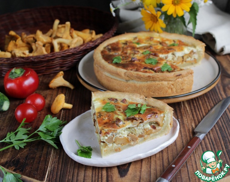 Заливной пирог с лисичками