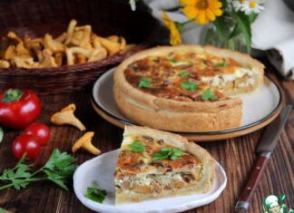 Заливной пирог с лисичками