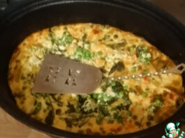 Фриттата с горошком, шпинатом и чеддером