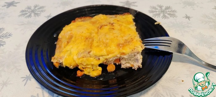 Мясная запеканка с овощами и сыром
