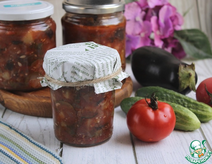 Салат из баклажанов и огурцов