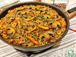 Гречка по-купечески с индейкой и грибами