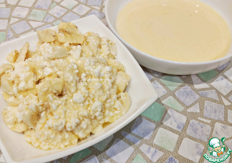 Лавашная лепешка с творогом и бананом