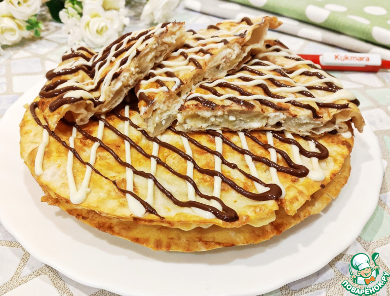 Лавашная лепешка с творогом и бананом