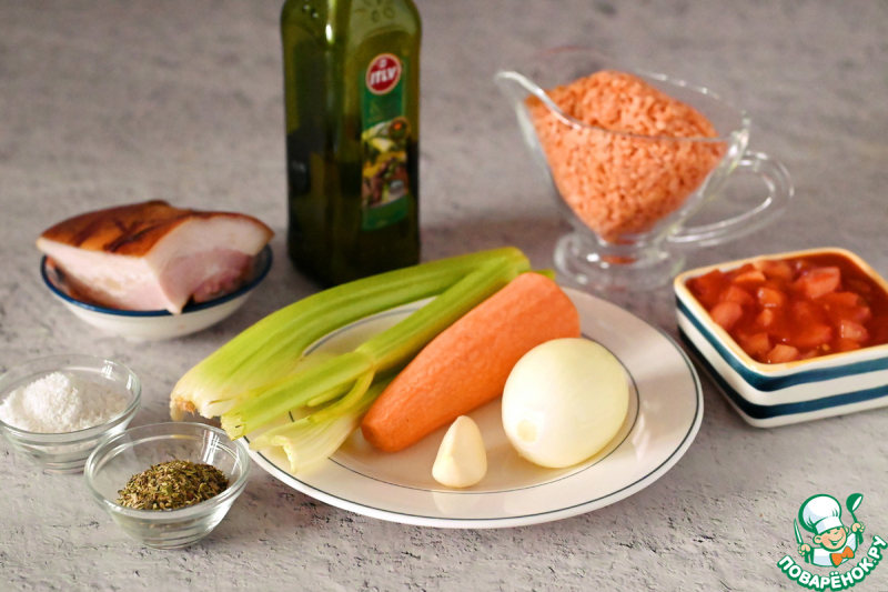 Минестроне из чечевицы с копчёной щековиной