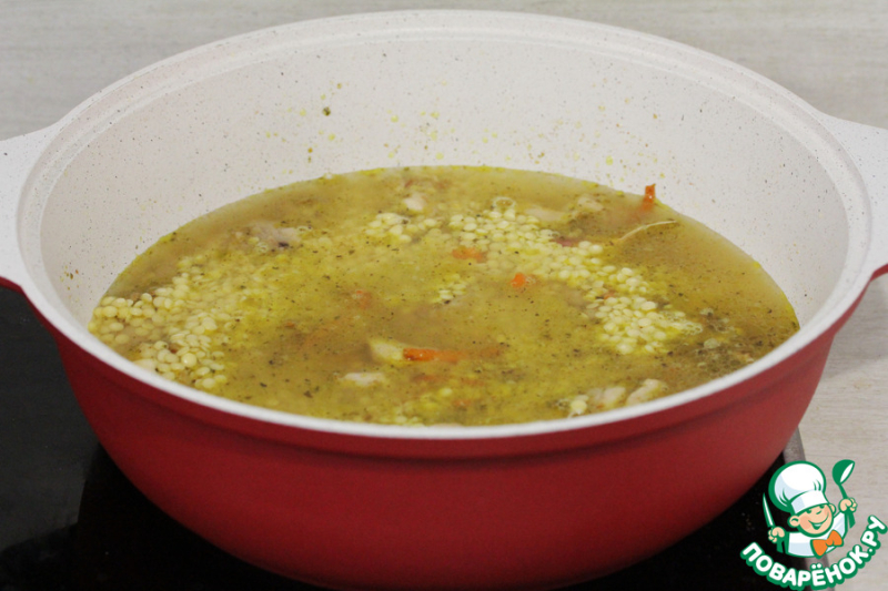 Плов из птитима с курицей
