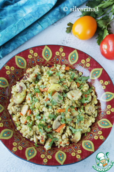 Плов из птитима с курицей