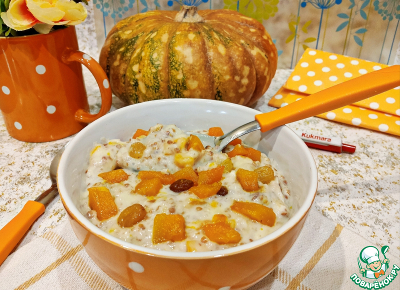 Пшеничная каша с тыквой и изюмом