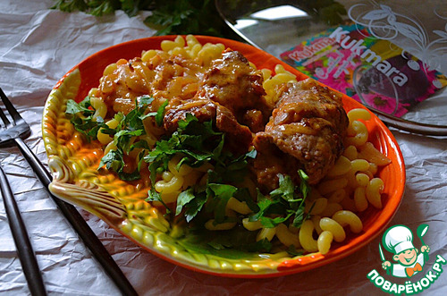 Рулетики с сыром и жареным луком