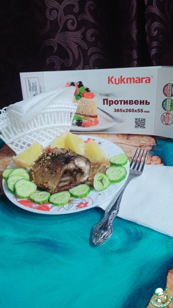 Скумбрия на подушке из лимона в духовке