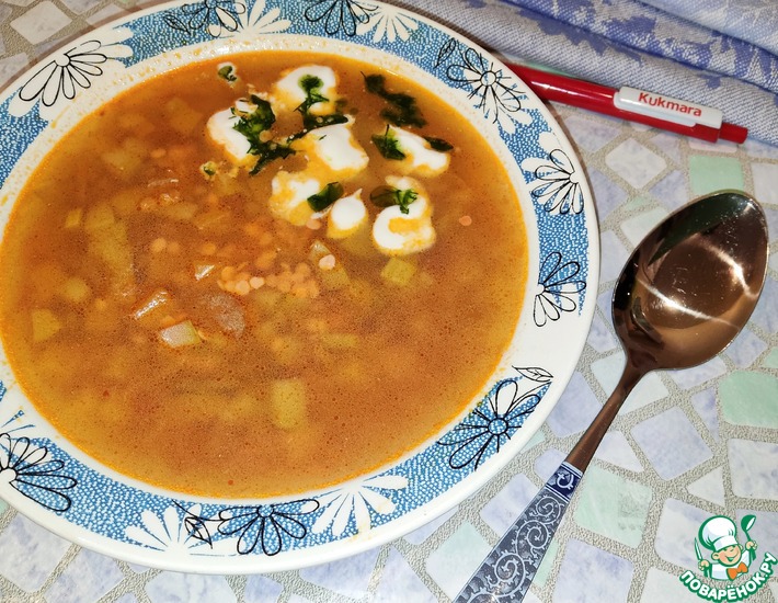 Суп из индейки с овощами и чечевицей