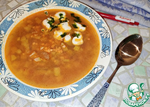 Суп из индейки с овощами и чечевицей