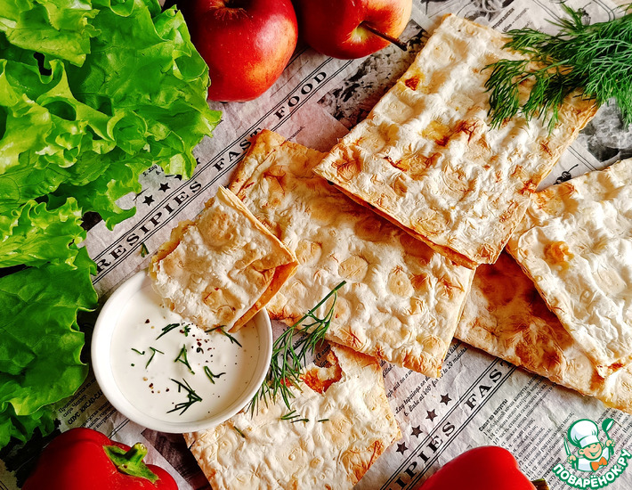 Рецепт: Вафли из лаваша с куриным фаршем