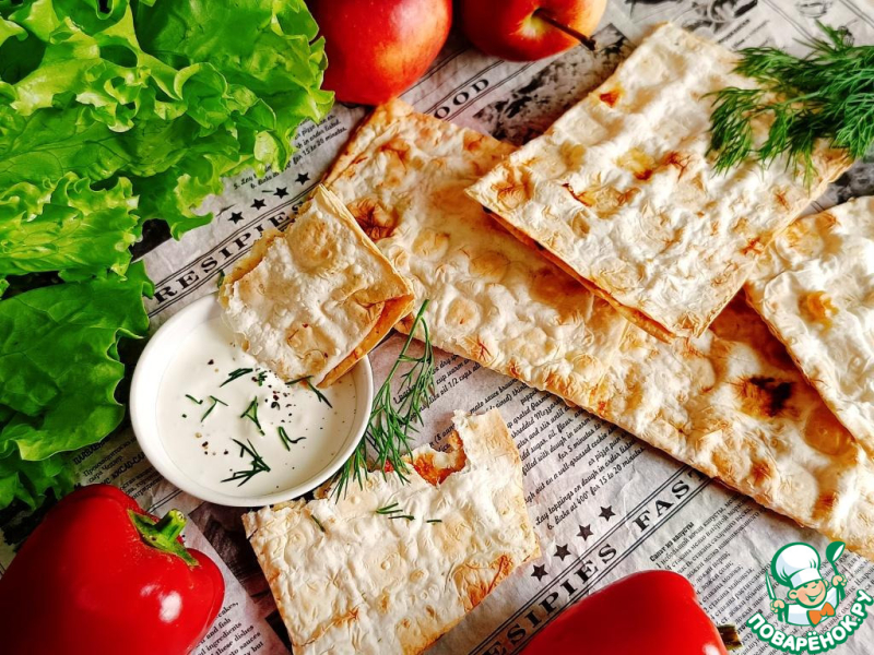 Вафли из лаваша с куриным фаршем