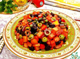Жареный винегрет с оливками и каперсами