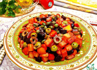 Жареный винегрет с оливками и каперсами