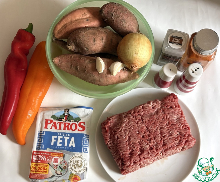 Батат с фаршем и фетой