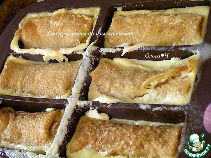 Блинчики с творогом в нежнейшей заливке