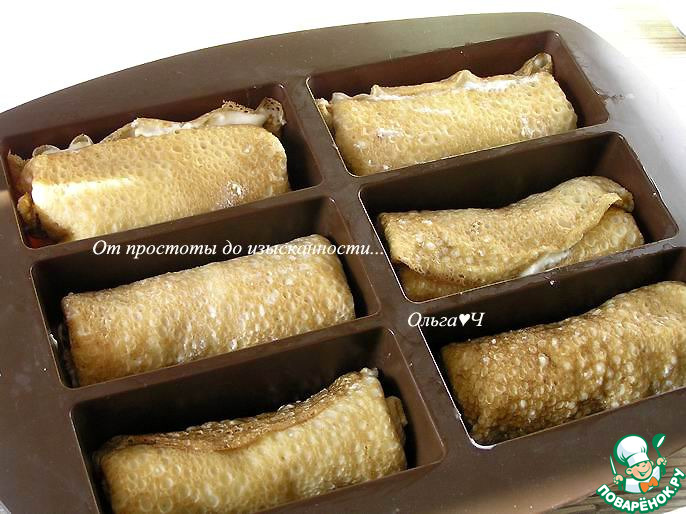 Блинчики с творогом в нежнейшей заливке